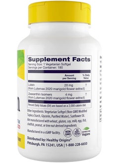 Healthy Origins Healthy Origins Lutein (Lutemax 2020), 20 mg - for Healthy Vision & Eye Health - Supplement with Zeaxanthin - Vegan, Non-GMO & Gluten-Free Supplement - 180 Veggie Gels  - Image 2
