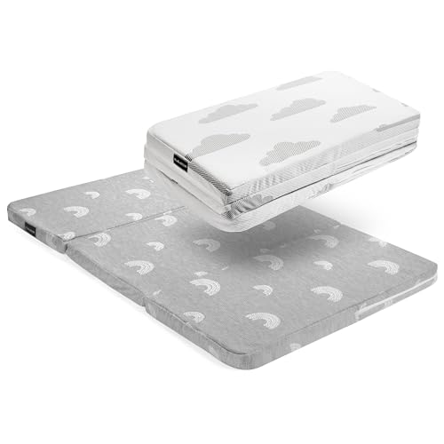 BaeBae Goods Pack and Play Mattress Pad for (38"x26"x1.5"), Playpen Pad, Playard Mattress for Pack and Play, Pack N Play Mattress Topper w/2 Waterproof Washable Covers - Image 1