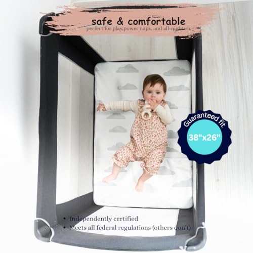 BaeBae Goods Pack and Play Mattress Pad for (38"x26"x1.5"), Playpen Pad, Playard Mattress for Pack and Play, Pack N Play Mattress Topper w/2 Waterproof Washable Covers - Image 5