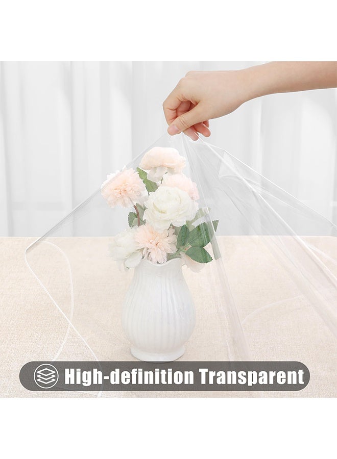 يلا جوي واقي مفرش طاولة بلاستيكي شفاف مقاس 60 بوصة دائري، غطاء طاولة من الفينيل والبولي فينيل كلوريد للاستخدام الداخلي والخارجي، مقاوم للماء، مقاوم للانسكاب الزيتي، قابل للمسح، واقي طاولة طعام مستطيل الشكل - Image 5