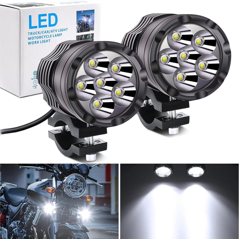 Motorcycle Fog Lights with 1inch Tube Bar Brackets 25 Motorcycle Auxiliary light Round 1260V For Motorbike Truck ATV 12V 24V 36V