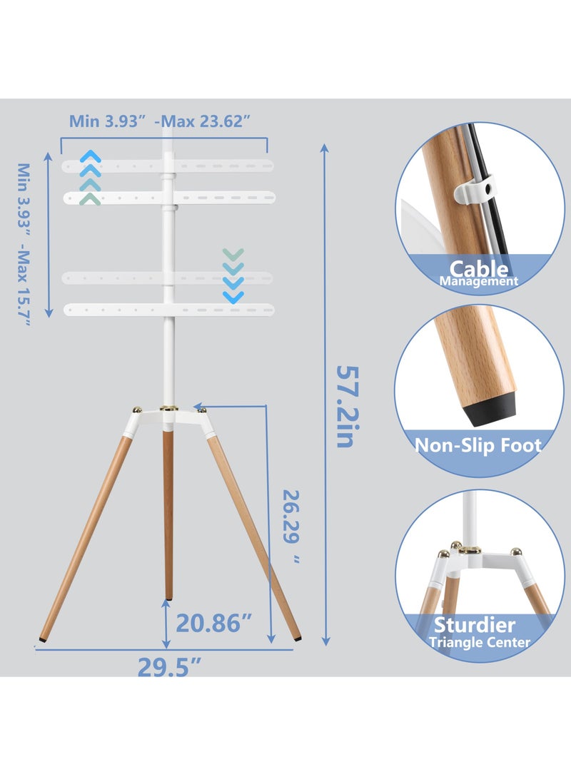FlashHawk Tripod Easel TV Stand for 32-65 inch LED LCD Screen, Height Adjustable Studio Floor TV Mount with 140° Swivel for Bedroom, Living room, Corner TV Stand  - Image 4