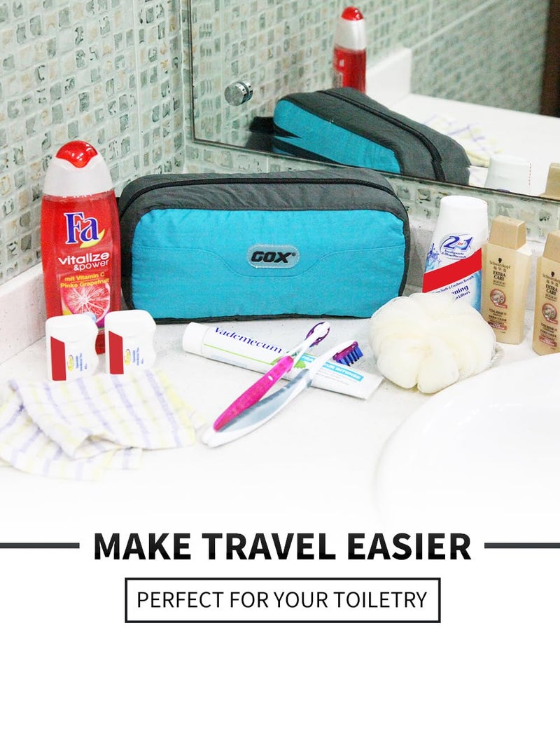 GOX Travel Toiletry Bag,Dopp Kit Case,Ultra-Light Cosmetics Bag Makeup Organizer (Turquoise) - Image 2