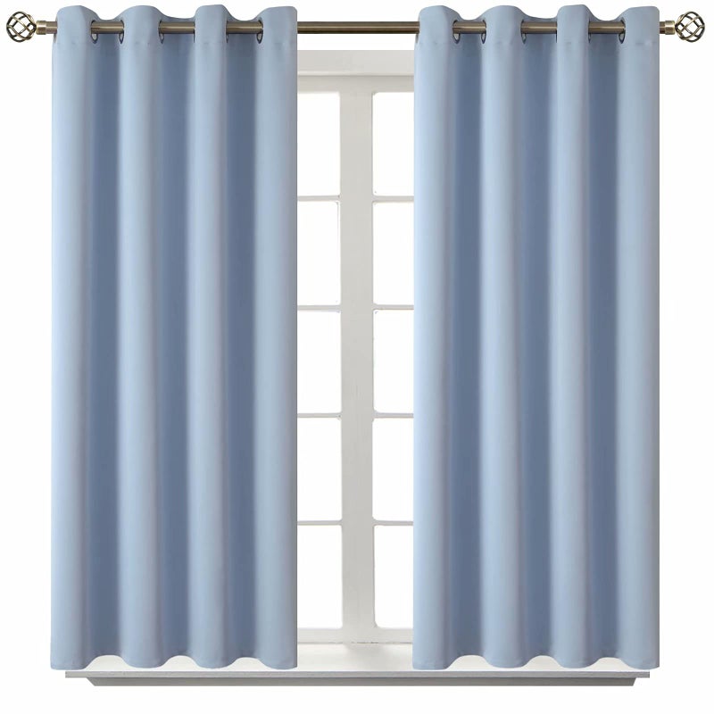 BGment Blackout Curtains for Living Room  Grommet Thermal Insulated Room Darkening Curtains for Bedroom 2 Panels of 52 x 54 Inch Spa Blue