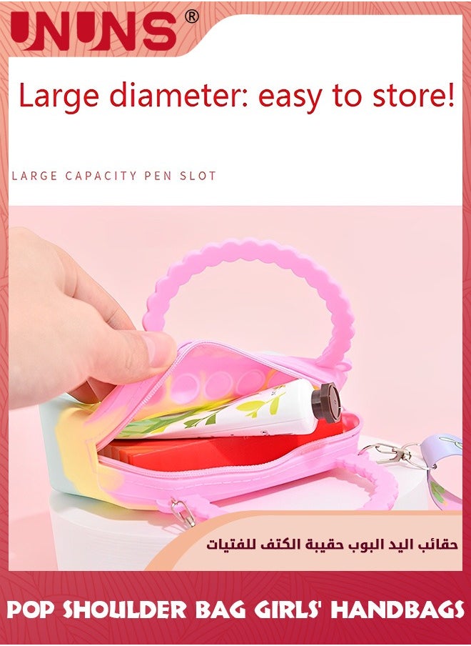 UNUNS Pop Purse Bag Fidget Toys,Girls Sensory Pop Handbags,Push Bubble Fidget Sensory Silicone Shoulder Crossbody Bag,Relieve Stress Wallet Toy,Back To School Supplies,Backpack Birthday Gift For Kids  - Image 3