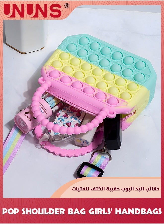 UNUNS Pop Purse Bag Fidget Toys,Girls Sensory Pop Handbags,Push Bubble Fidget Sensory Silicone Shoulder Crossbody Bag,Relieve Stress Wallet Toy,Back To School Supplies,Backpack Birthday Gift For Kids  - Image 4