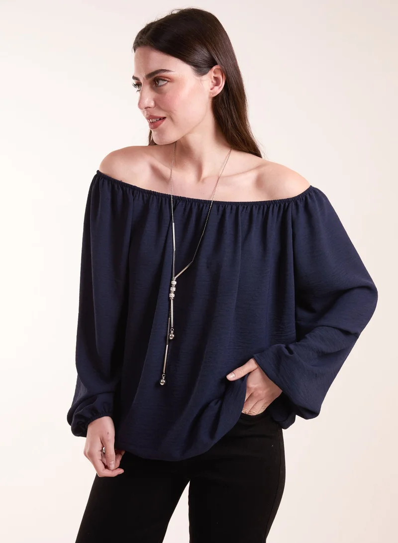 Blue Vanilla Necklace Bardot Elasticated Top