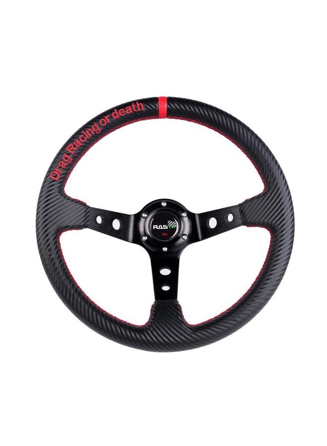 RASTP Deep Dish Carbon Fiber Racing Steering Wheel, 345mm 6 Bolt Universal - Image 1