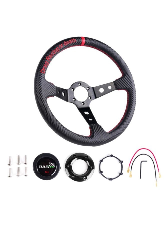RASTP Deep Dish Carbon Fiber Racing Steering Wheel, 345mm 6 Bolt Universal - Image 3