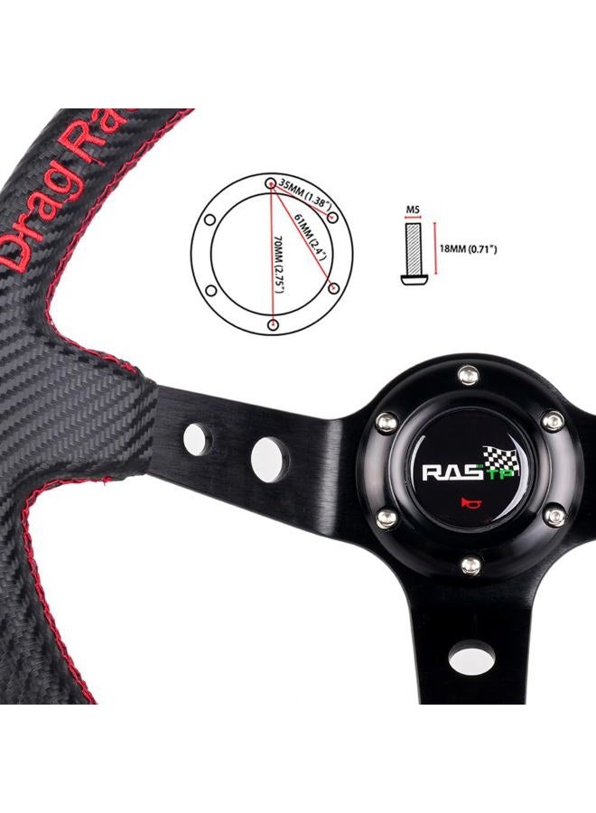 RASTP Deep Dish Carbon Fiber Racing Steering Wheel, 345mm 6 Bolt Universal - Image 4