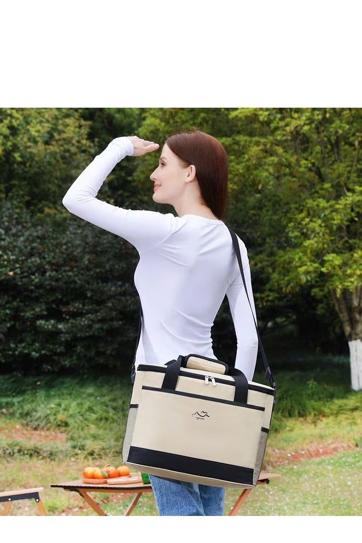 حقيبة تبريد النزهة المحمولة القابلة للطي حقيبة تبريد النزهة حقيبة كبيرة السعة معزول البيرة في الهواء الطلق - Image 4