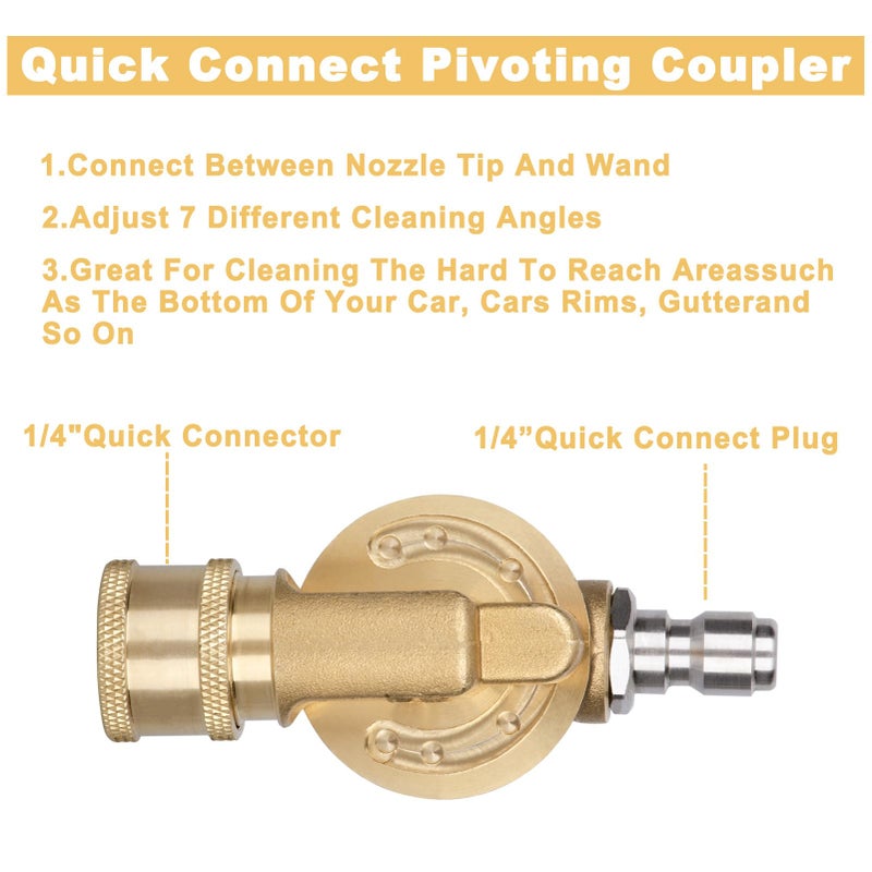 MARSTEK Pressure Washer Gutter Cleaner Attachment - 240 Degree Pivoting Coupler, 1/4â€ Quick Connect, 7 Angles for Power Washer Spray Nozzle, 4500 PSI - Image 4