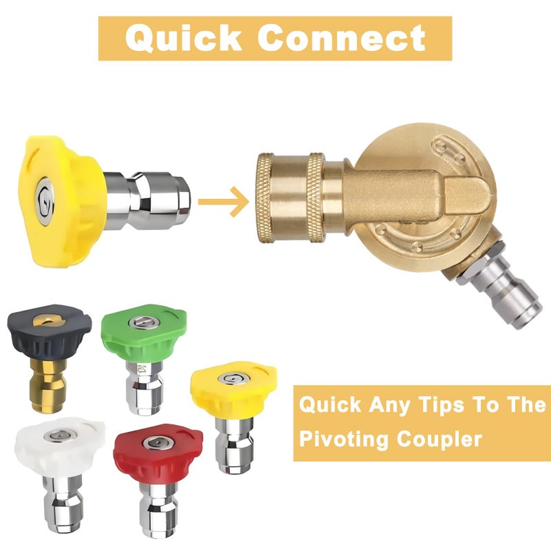 MARSTEK Pressure Washer Gutter Cleaner Attachment - 240 Degree Pivoting Coupler, 1/4â€ Quick Connect, 7 Angles for Power Washer Spray Nozzle, 4500 PSI - Image 2