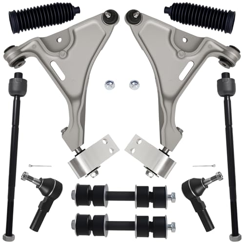 AUQDD 10Pc Front End Suspension Kit Fit For 2006-2011 Bu-ick Lucerne, Ca-dillac DTS, 2 Lower Control Arm w/Ball Joint 2 Sway Bar Link 4 Outer & Inner Tie Rod End (# K80354 K80355 K700528 EV260 ES3452) - Image 1