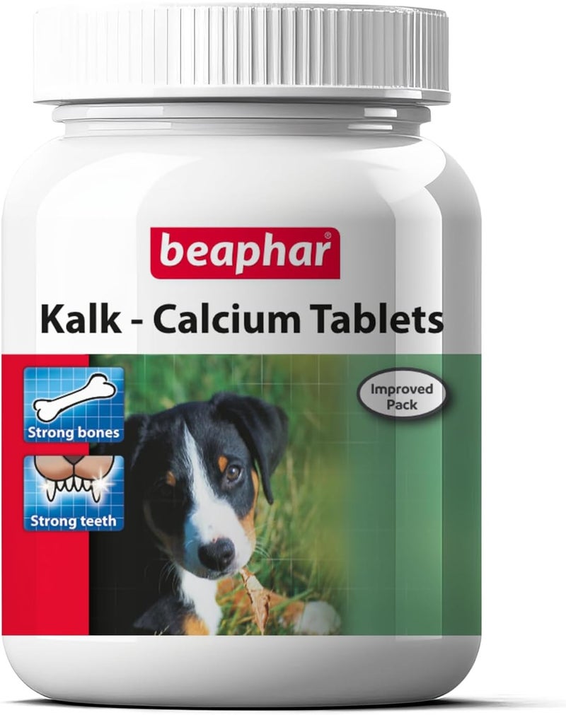 beaphar Kalk Calcium 60 Tablets with Multivitamin Pet Supplement for Dog Strong Bones and Fast Growth (Pack of 2) - Image 1