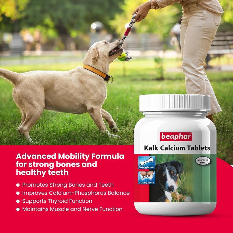 beaphar Kalk Calcium 60 Tablets with Multivitamin Pet Supplement for Dog Strong Bones and Fast Growth (Pack of 2) - Image 4