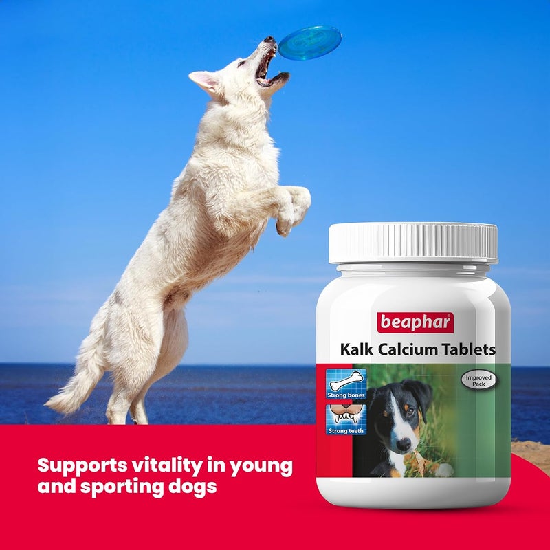 beaphar Kalk Calcium 60 Tablets with Multivitamin Pet Supplement for Dog Strong Bones and Fast Growth (Pack of 2) - Image 5