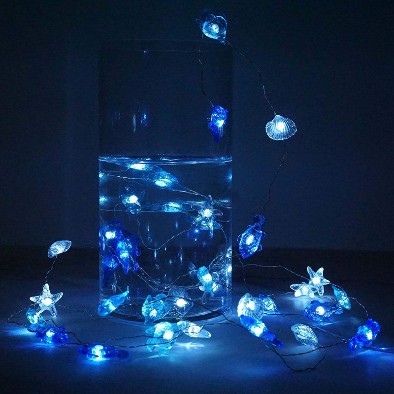 Decorman Sealife String Lights 14ft 40 LED 8 Modes Cool White Weatherproof Battery Operated Ocean Theme Lights for Bedrooms Parties Weddings Gardens with Remote and Timer - Image 4