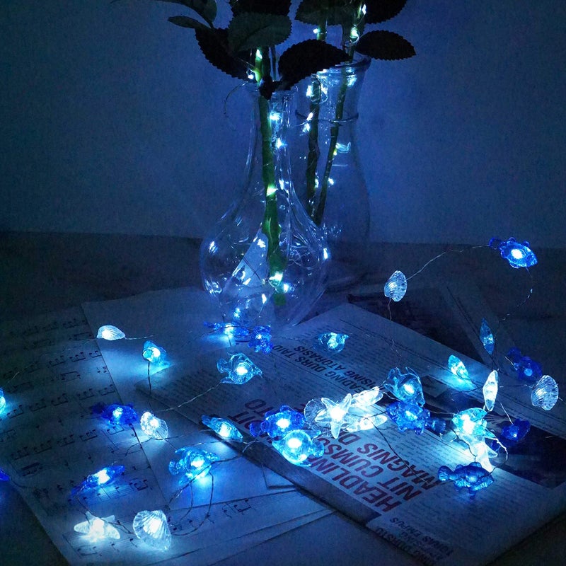 Decorman Sealife String Lights 14ft 40 LED 8 Modes Cool White Weatherproof Battery Operated Ocean Theme Lights for Bedrooms Parties Weddings Gardens with Remote and Timer - Image 5