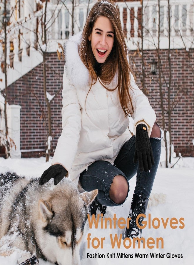 PAGE ONE Winter Gloves for Women Touchscreen Texting Warm Knit Fleece Lined Gloves for Cold weather, Beige, One size - Image 2