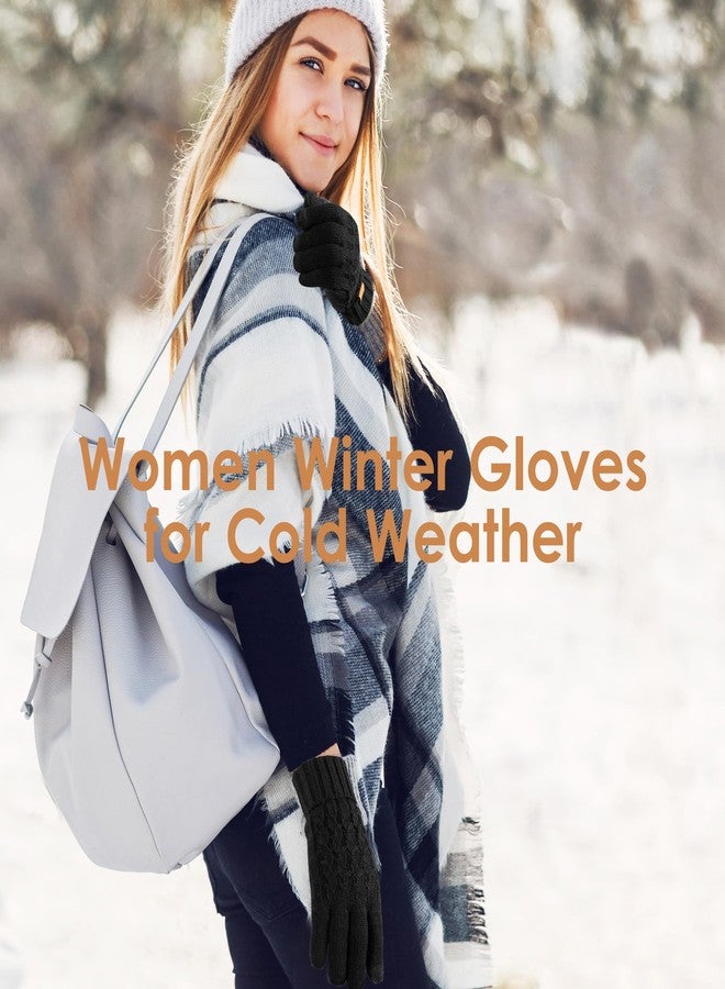 PAGE ONE Winter Gloves for Women Touchscreen Texting Warm Knit Fleece Lined Gloves for Cold weather, Beige, One size - Image 3
