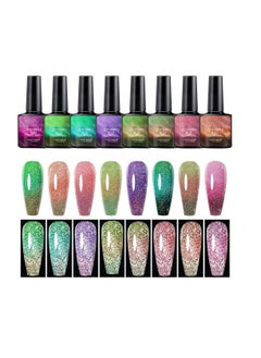 Excefore 8 Color Temperature Change Broken Diamond Nail Polish Classic Fairy Color Gradient Nails Art, Perfect Nail Polish Gift for Girls 8ml  - Image 1