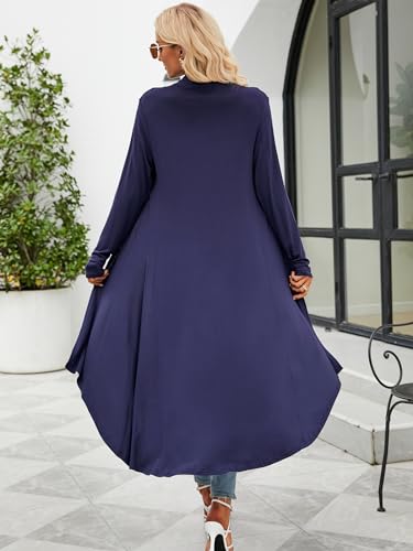 POGTMM Long Cardigan Sweaters for Women Dressy Lightiweght Summer 2024 Swimsuits Cardigan (Navy Blue, XL) - Image 5