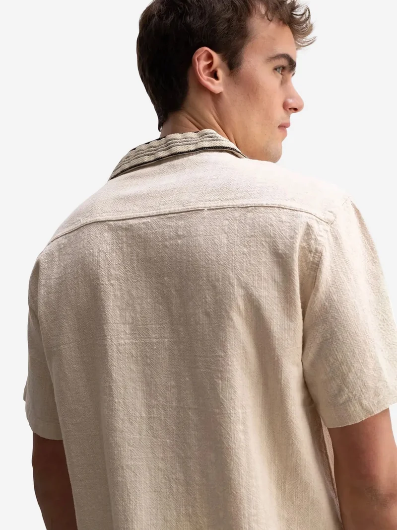 Giesto GIESTO Men's Short Sleeve Linen-Blend Shirt