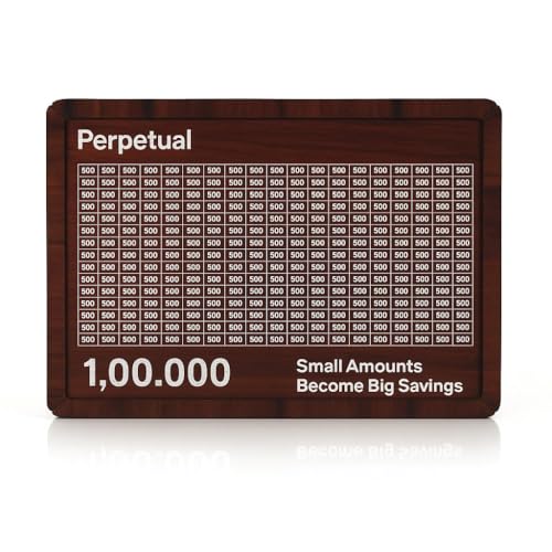 Perpetual Wooden Money Piggy Bank, Money Saving Box, Gullak with Savings Chart, 100000 Rupees Goal Tracker, Cash Collection Bank for Kids and Adults(1Pc) - Image 1