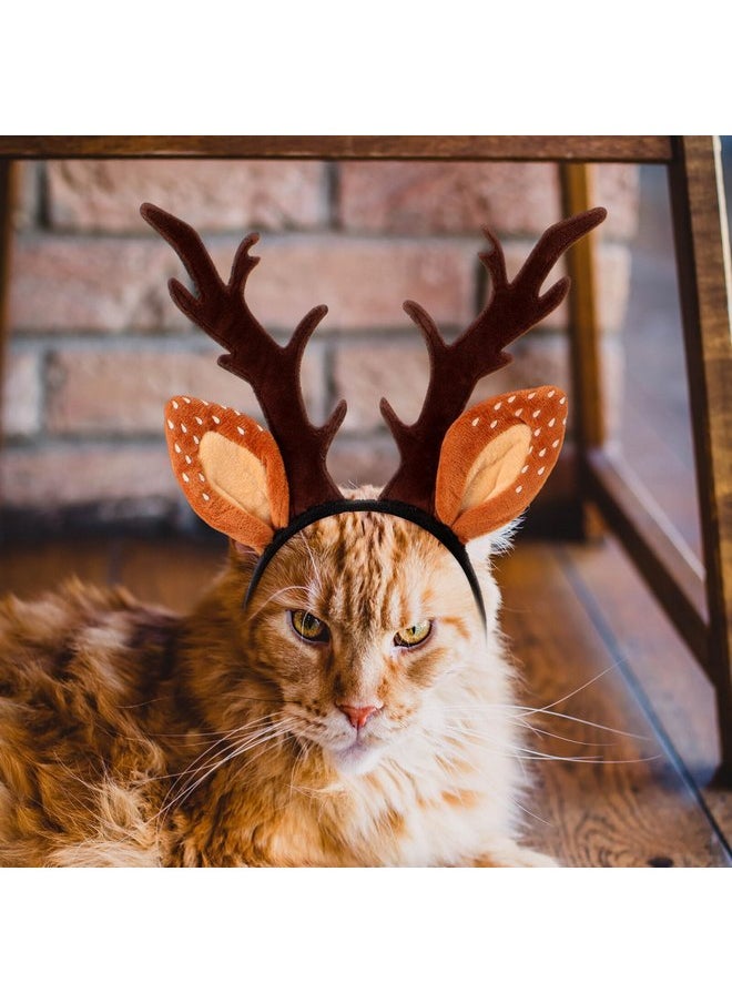 Beaupretty - Beaupretty Hat for Women Lace Headband Puppy Accessories for Small Dogs Pet Reindeer Costume Christmas Deer Ears for Small Dog Clothing Antlers Antler Hat Brown Miss Cute Cat Headband - Image 1