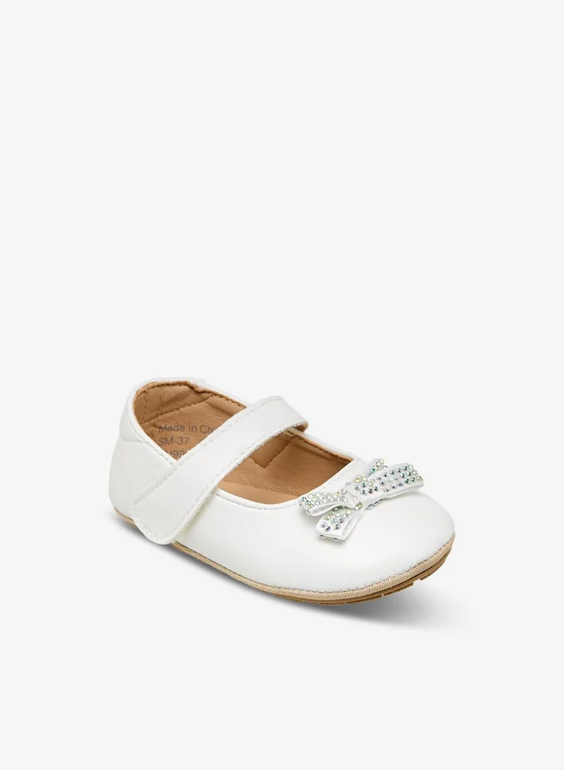 Barefeet Booties With Hook & Loop Closure, Embellished Bow