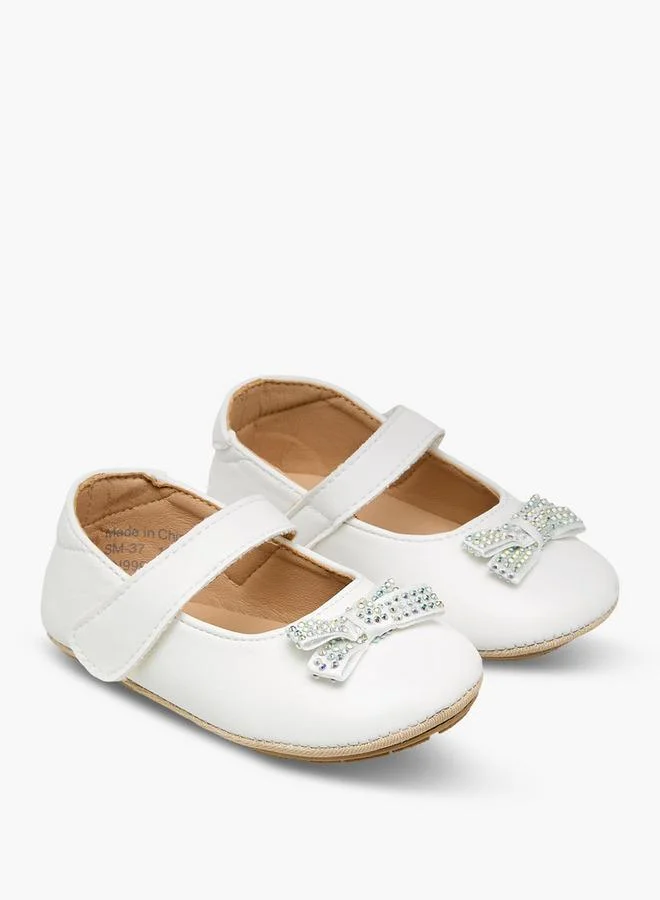 Barefeet Booties With Hook & Loop Closure, Embellished Bow