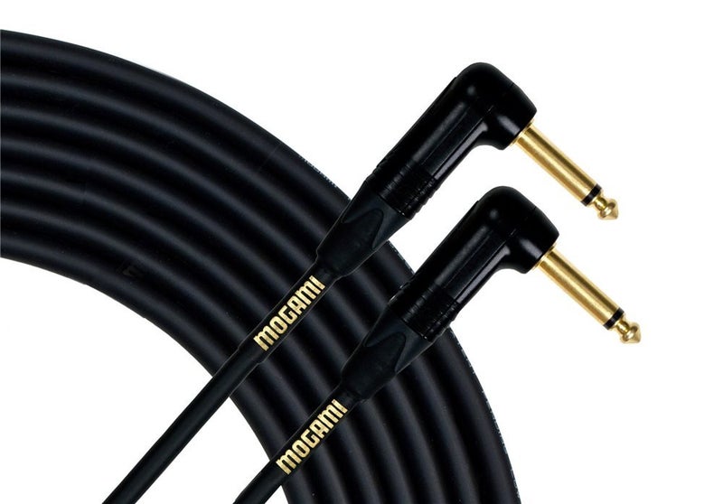 Mogami Gold INSTRUMENT-18RR Guitar Instrument Cable, 1/4" TS Male Plugs, Gold Contacts, Right Angle Connectors, 18 Foot - Image 1