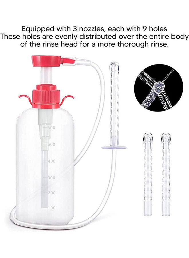Generic 600ml Capacity Reusable Feminine Wash Bottle Cleansing System Personal Douche Manual Pressure Clean Bidet Accessories for Women  - Image 2