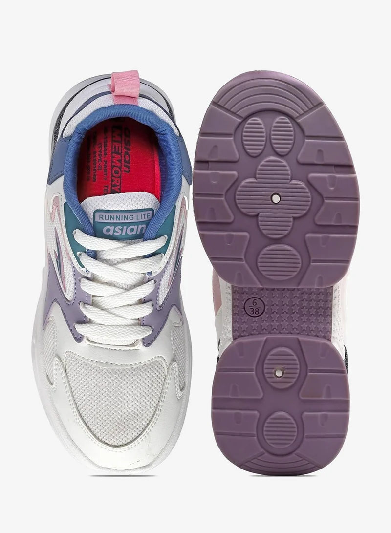 Asian  Stylish White Purple Sneakers for Women and Girls for Women | Best Price UAE