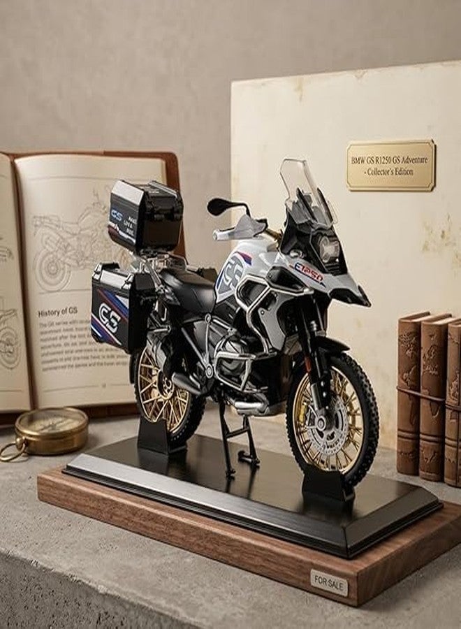 GKNEX دراجة نارية GKNEX BMW R1250 GS Adventure بمقياس 1:10 مصنوعة من المعدن المصبوب، تصميم واقعي، لعبة إصدار لهواة الجمع للأطفال والكبار [متعددة الألوان] [عبوة من قطعة واحدة] - Image 3
