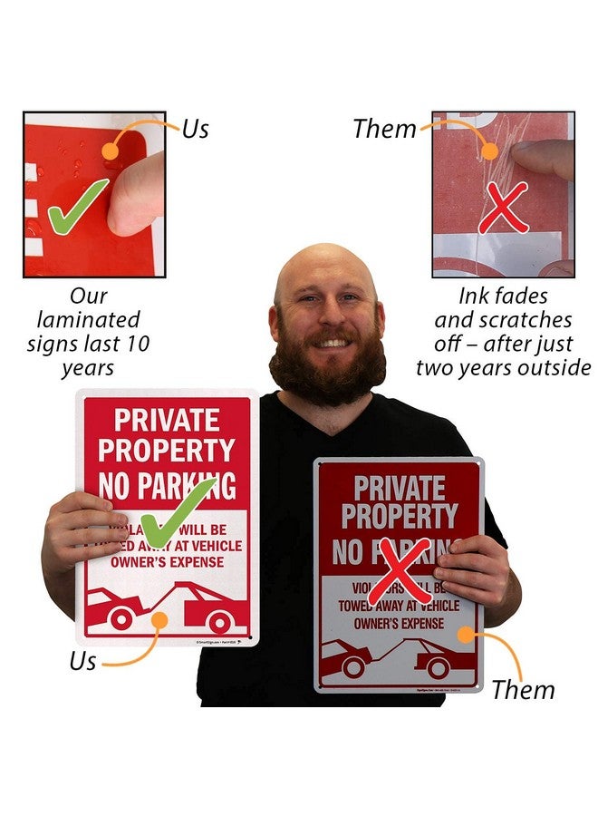 SmartSign 14 X 10 Inch “Private Property No Parking Vehicles Towed At Owner'S Expense” Metal Sign 40 Mil Aluminum Engineer Grade Reflective Material Red And White Made In Usa - Image 5