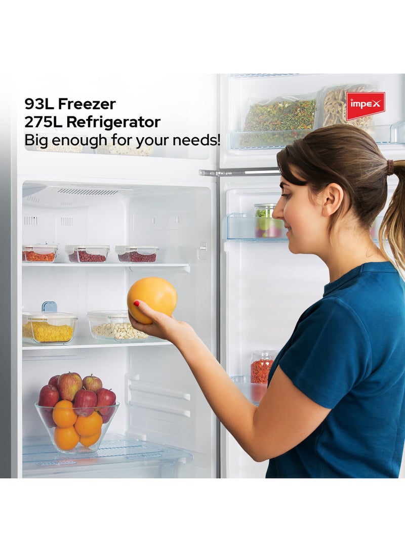 Impex Double Door No Frost Inverter Refrigerator 368 Liter, Fast Cooling Freezer Fridge, Energy Efficient And Silent Operation 150 W IRF 335 Inox/Stainless Steel - Image 4