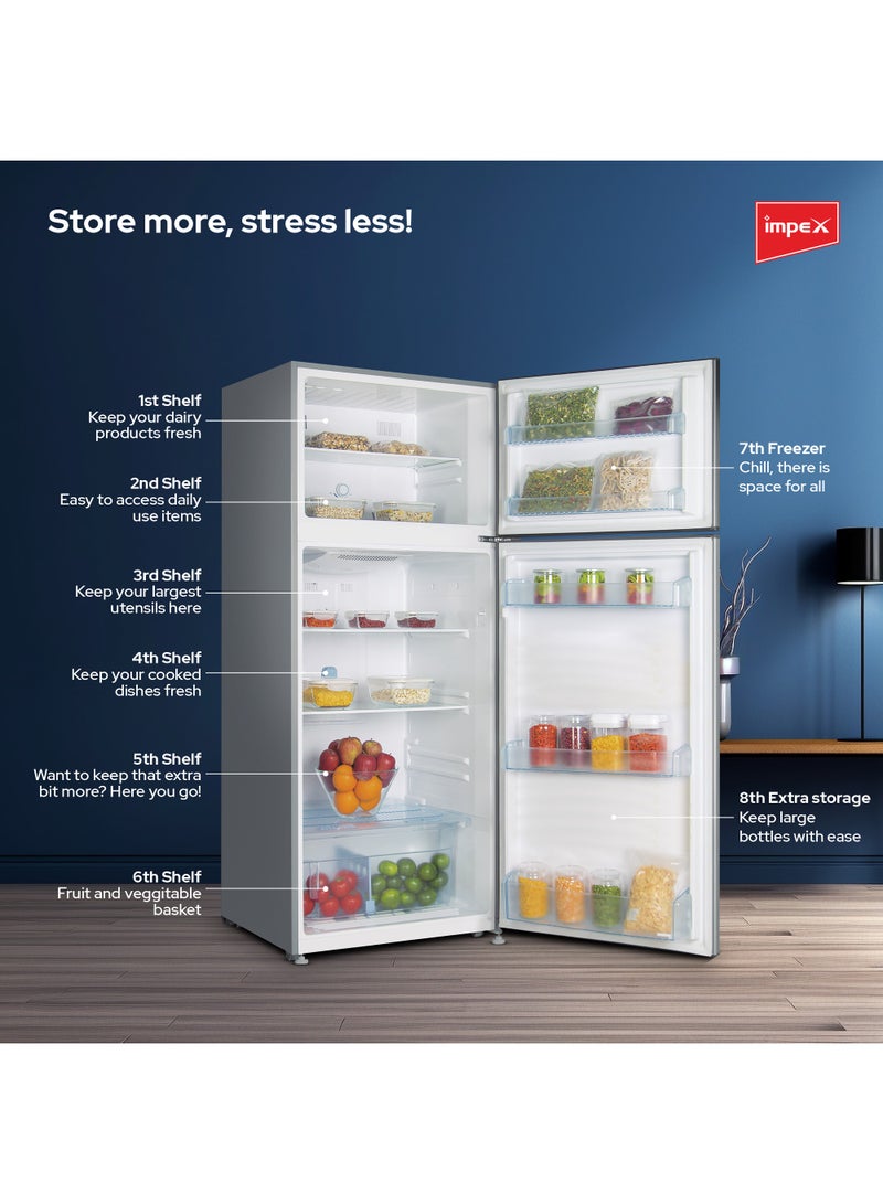 Impex Double Door No Frost Inverter Refrigerator 368 Liter, Fast Cooling Freezer Fridge, Energy Efficient And Silent Operation 150 W IRF 335 Inox/Stainless Steel - Image 5