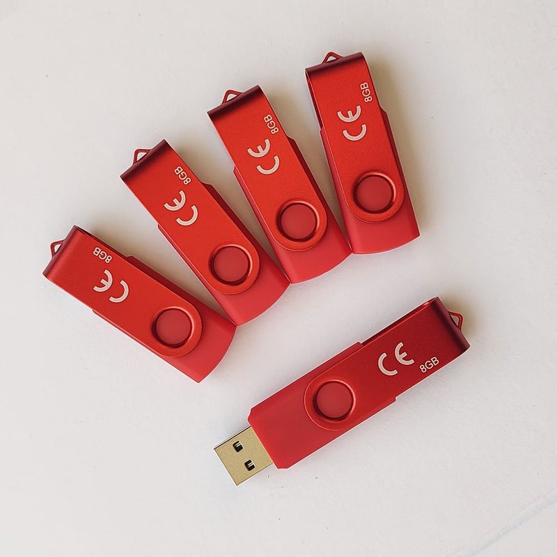 5pcs Red Clip USB Flash Drives 8GB Storage with Laser Engraving - Image 3