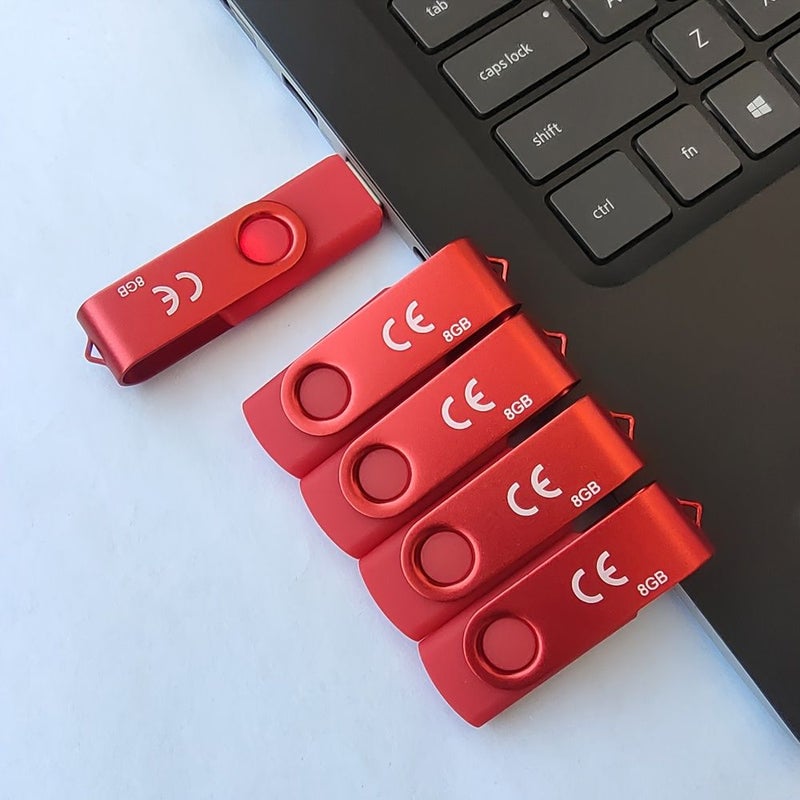 5pcs Red Clip USB Flash Drives 8GB Storage with Laser Engraving - Image 5