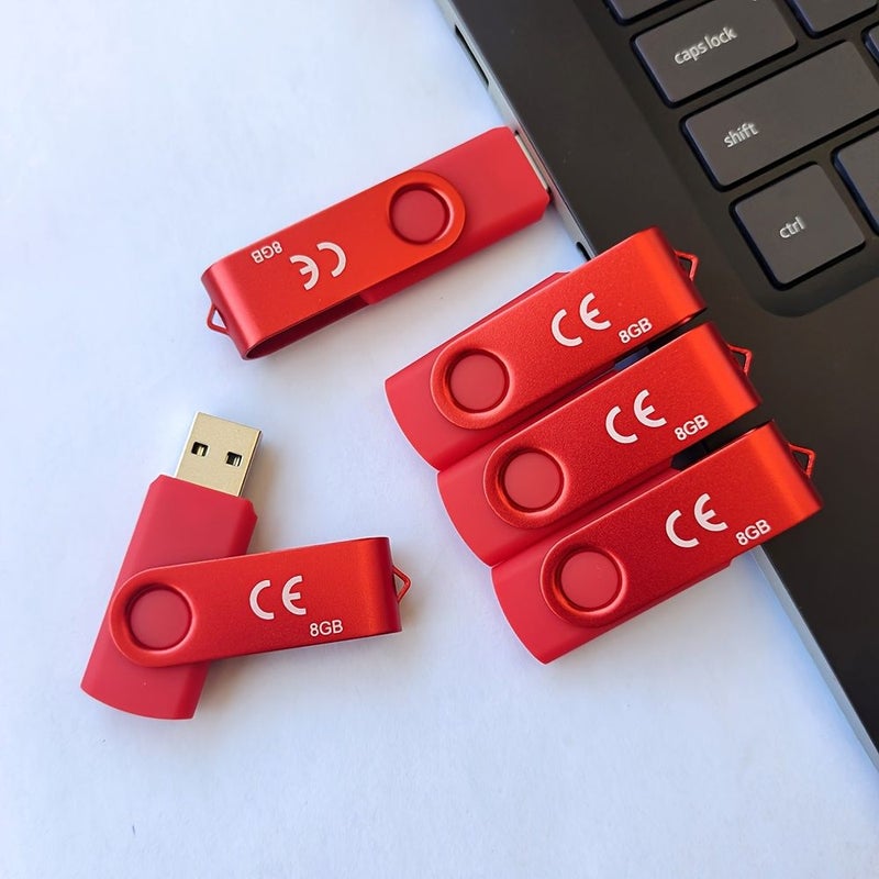 5pcs Red Clip USB Flash Drives 8GB Storage with Laser Engraving - Image 4