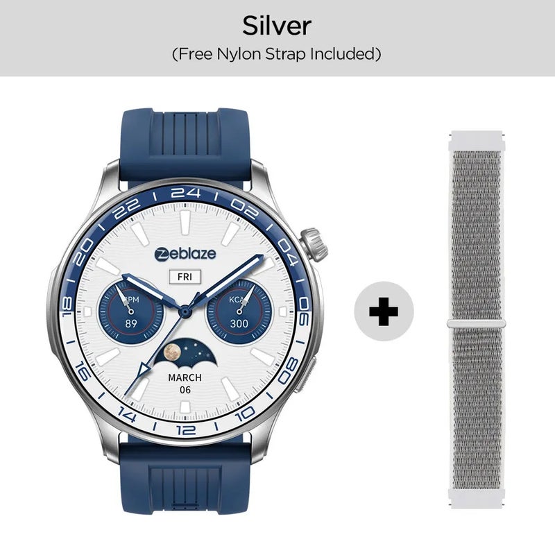 زيبليز ساعة ذكية Zeblaze Btalk 4 Pro Voice Calling Smart Watch 1.43''AMOLED Display Screen Heart Rate Fitness & Wellness Smartwatch For Men, Silver - Image 1