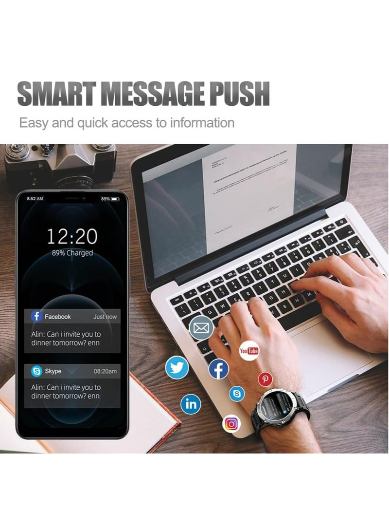 RollsTimi  Military Smart Watches for Men, Bluetooth Call IP68 Waterproof 1.32 Inch HD Fitness Watch Tracker Heart Rate Monitor for iPhone Android Phone - Image 3