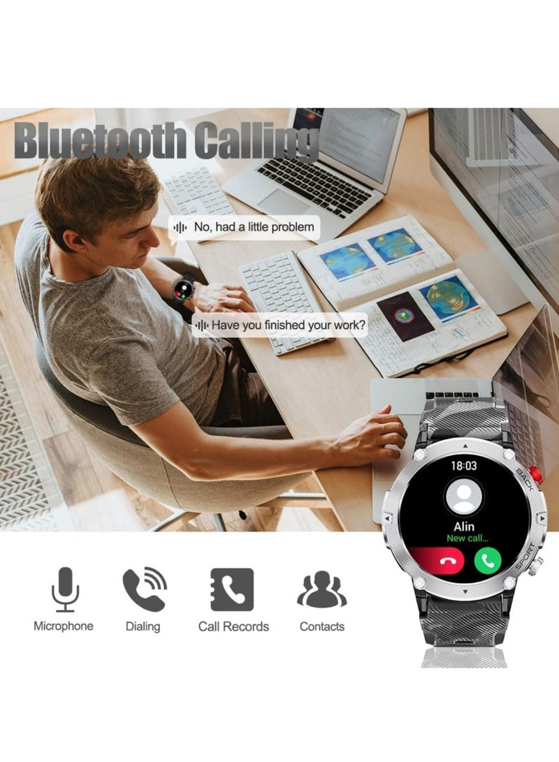 RollsTimi  Military Smart Watches for Men, Bluetooth Call IP68 Waterproof 1.32 Inch HD Fitness Watch Tracker Heart Rate Monitor for iPhone Android Phone - Image 2