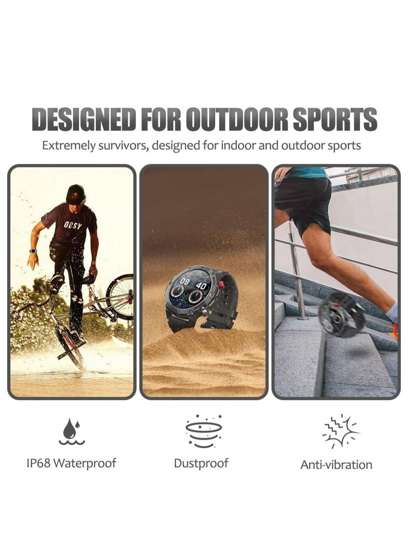 RollsTimi  Military Smart Watches for Men, Bluetooth Call IP68 Waterproof 1.32 Inch HD Fitness Watch Tracker Heart Rate Monitor for iPhone Android Phone - Image 5