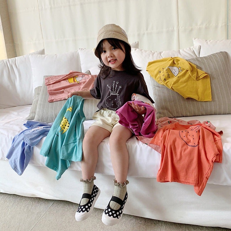 Cotton Children'S Wear Small And Medium-Sized Boys And Girls Summer Short-Sleeved T-Shirt New Stall Korean-Style Cartoon Half-Sleeved Fashion Top - Image 3