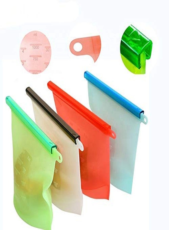 Tilak Venture Reusable Silicone Food Storage Bags, Airtight Seal Leakproof Microwave Dishwasher Freezer Oven Safe Food Preservation Storage Food Grade & BPA Free Bag - Pack of 3 (1000 ML) (3) - Image 3