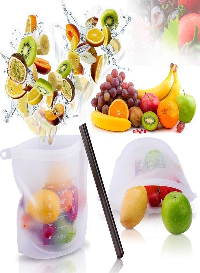 Tilak Venture Reusable Silicone Food Storage Bags, Airtight Seal Leakproof Microwave Dishwasher Freezer Oven Safe Food Preservation Storage Food Grade & BPA Free Bag - Pack of 3 (1000 ML) (3) - Image 2