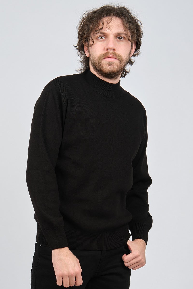Ateş Triko Ateş Knitwear Men's Half Turtleneck Plain Sweater 6091024 Black  - Image 1
